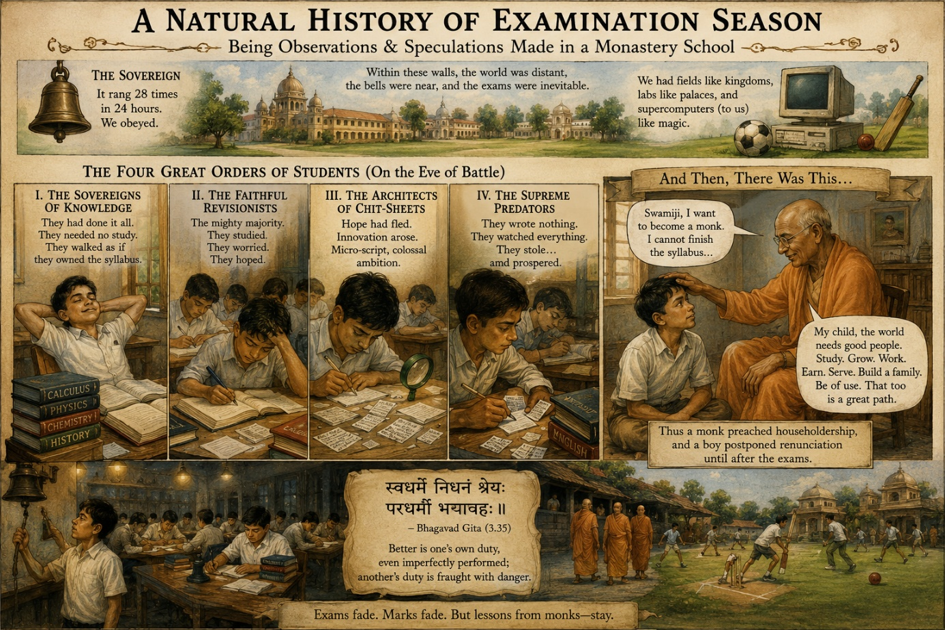 An illustrated natural history of examination season at a monastery school